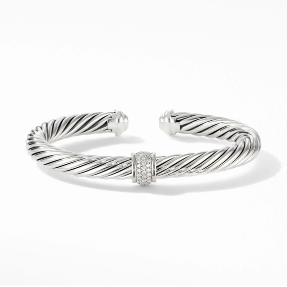 David Yurman Jewelry - David Yurman Cable Classics Bracelet in Sterling Silver w/ Pavé Diamond Station
